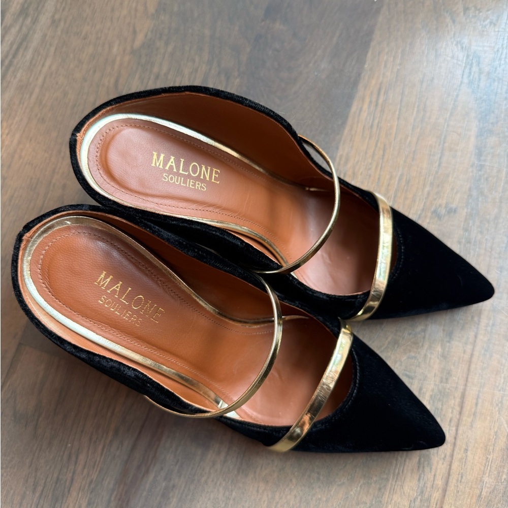 Malone Souliers Maureen Pumps 100mm in black and gold size 37 - Picture 2 of 6